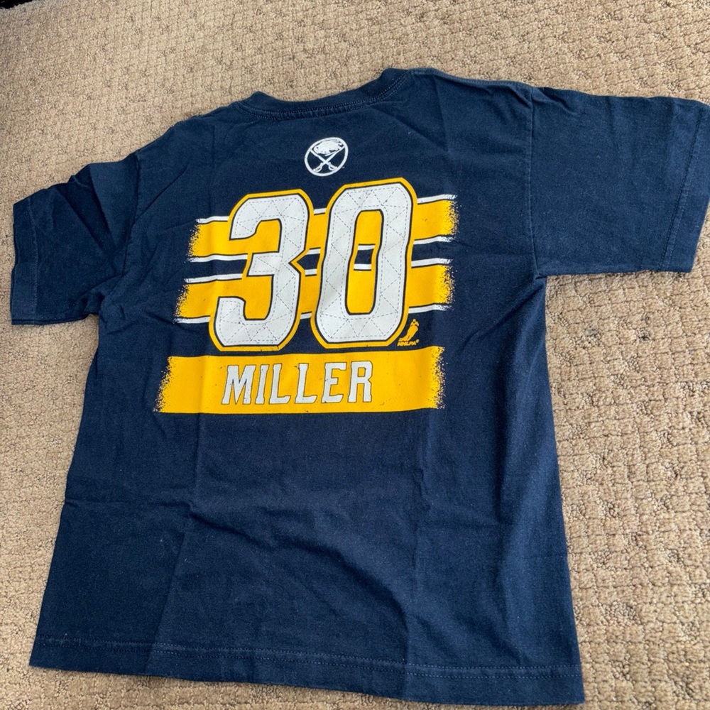 Buffalo Sabres navy blue vintage Tee kid youth large no size tag playoffs hockey